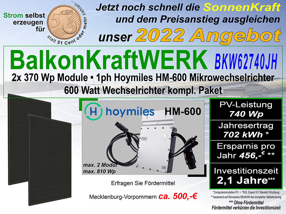 BalkonKraftWERK BKW1375SH mit Hoymiles HM-300 & 1x Modul 375 Wp