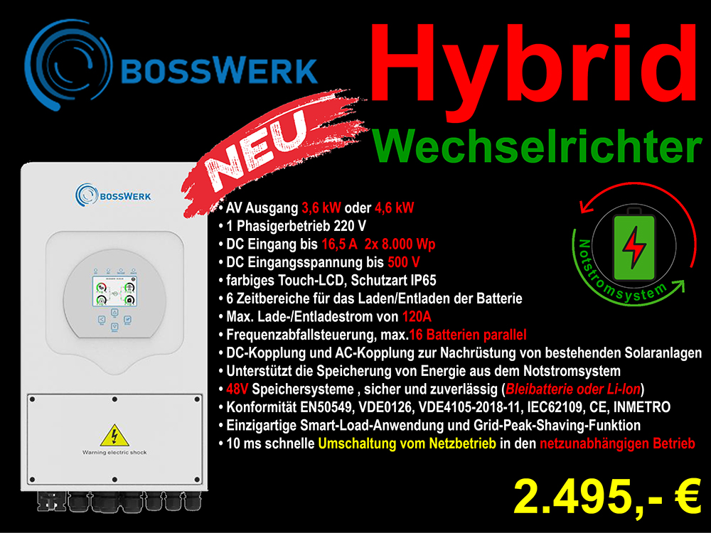 Bosswerk Hybrid Wechselrichter inkl. Notstromsystem